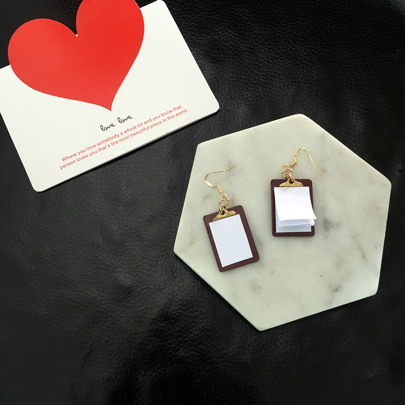 

New DIY Homework Notebook Drop Earrings For Women Girls Wooden Mini Cute Sweet Style Dangle Earrings Brincos Female