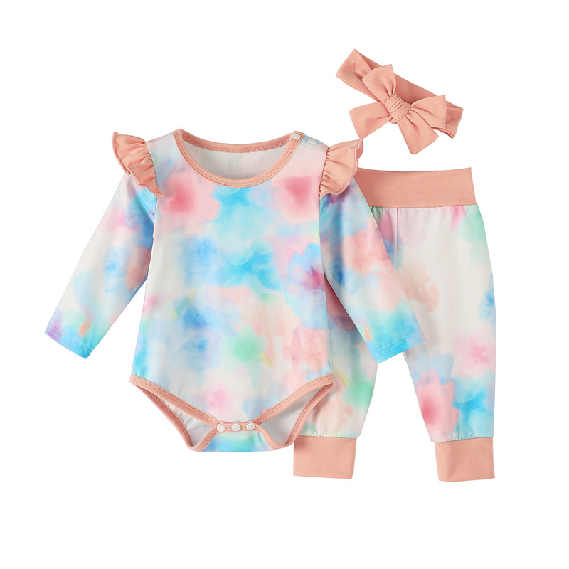 

Newborn Tie Dye Rib Joggers Baby Tie-dye Bodysuit and Joggers Baby Girl Boys Autumn Clothing Set 2020 New 30, As pic