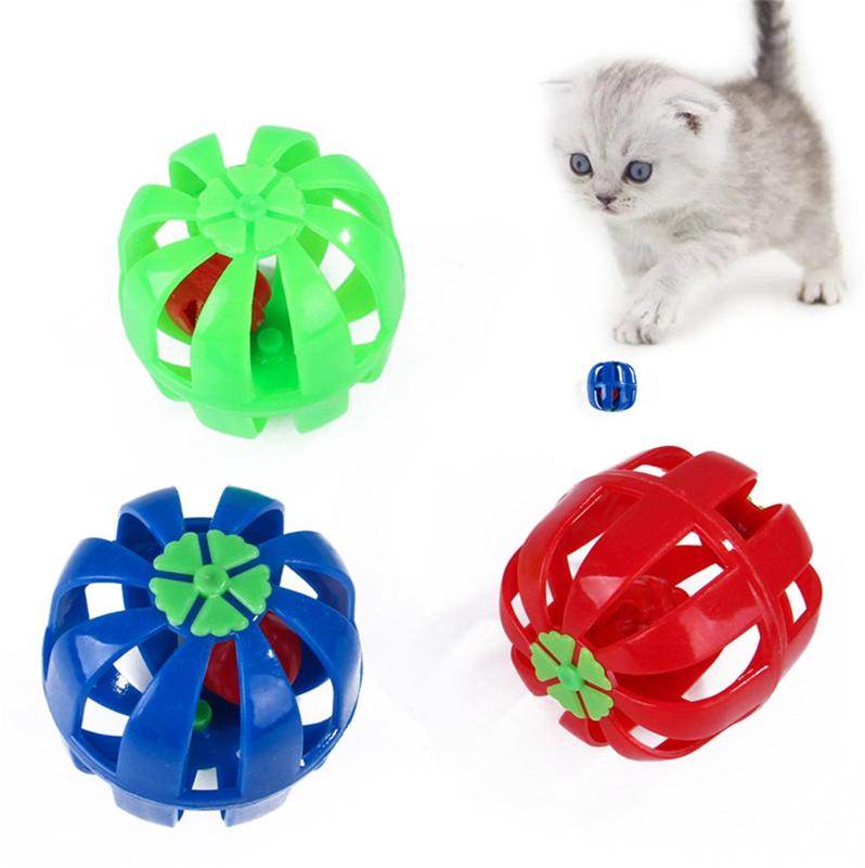 

3pcs Plastic Hollow Bells Ball Cat Scratching Rattle Balls Kitten Interactive Training Toy 4cm Pets Chew Molar Playing Toys