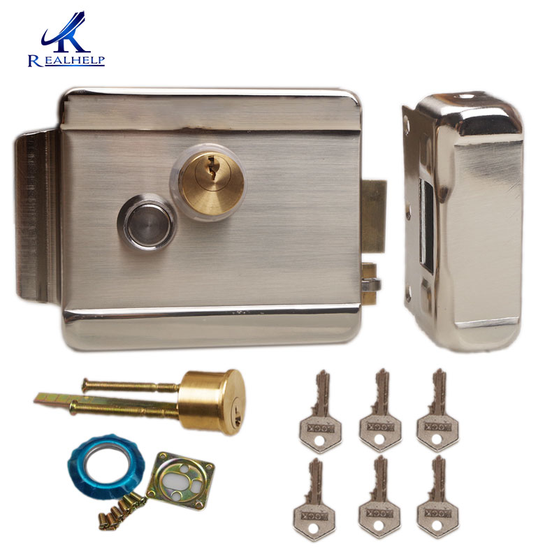 

electric gate Lock 12V with Double Cylinder Locks for Gates with Solid Brass Hock Roll Iron Wooden Door Lock