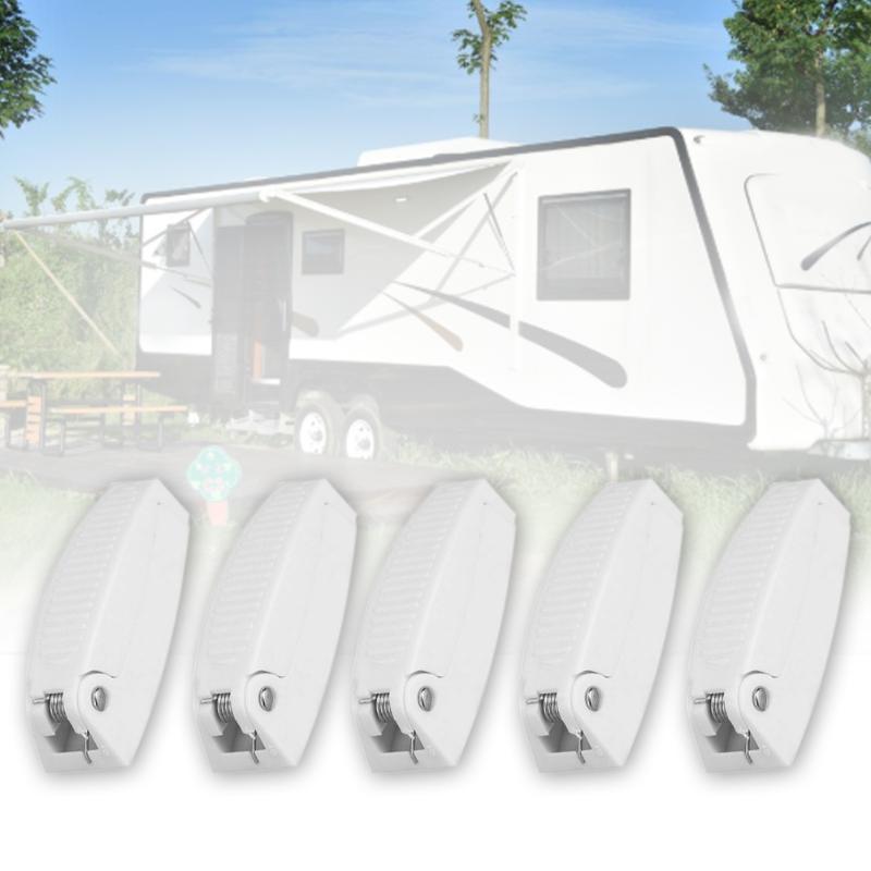 

5pcs Room ABS White Anti Impact Baggage Travel For RV Hook Holder Trailer Clip Motorhome Door Catch Window Storage