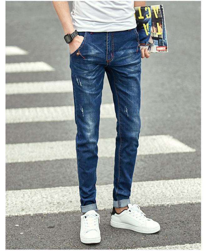 

Mens Cotton Jeans 2020 Fashion Slim Male Cowboy Trousers Business Men Pants Popular Hot Sale Size 36 Blue Elasticity,K967