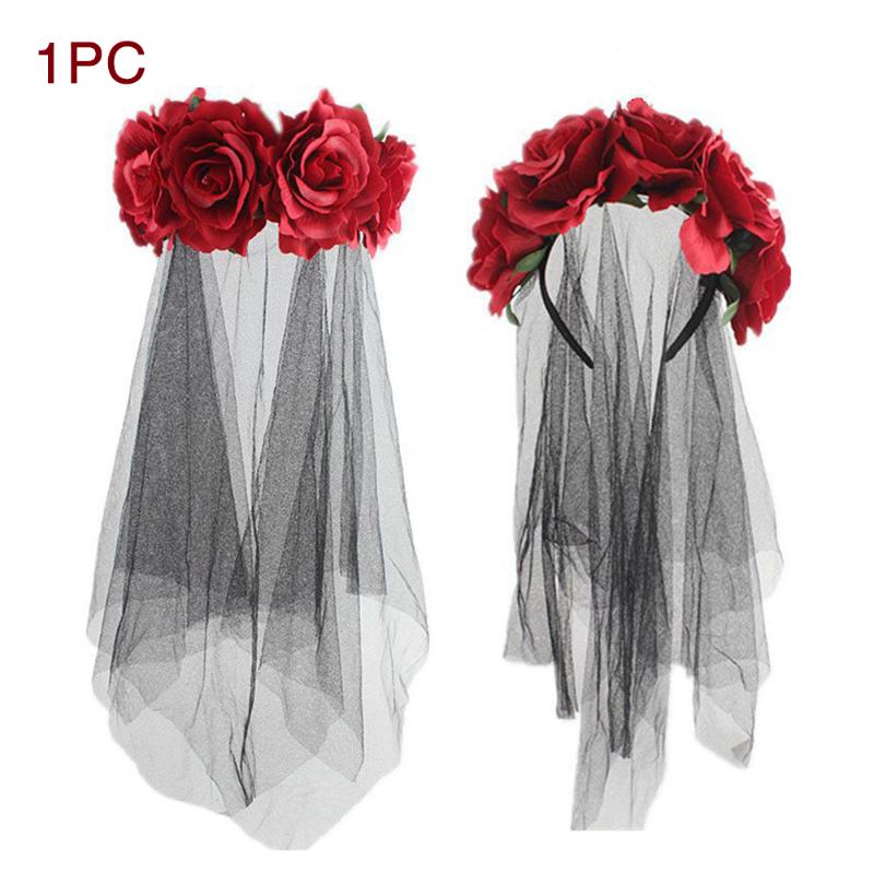 

Wearing Party Festival Headband Gifts Female Mexican Girls Dead Flower Crown Halloween Day Dance Accessories Rose Headpiece