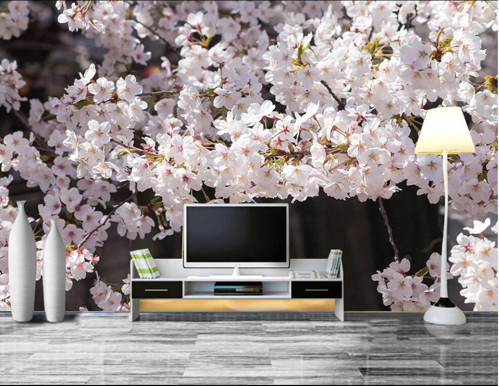 

3d wallpaper custom photo mural on the wall HD cherry blossoms flower landscape home decor photo wallpaper in the living room, Non-woven wallpaper