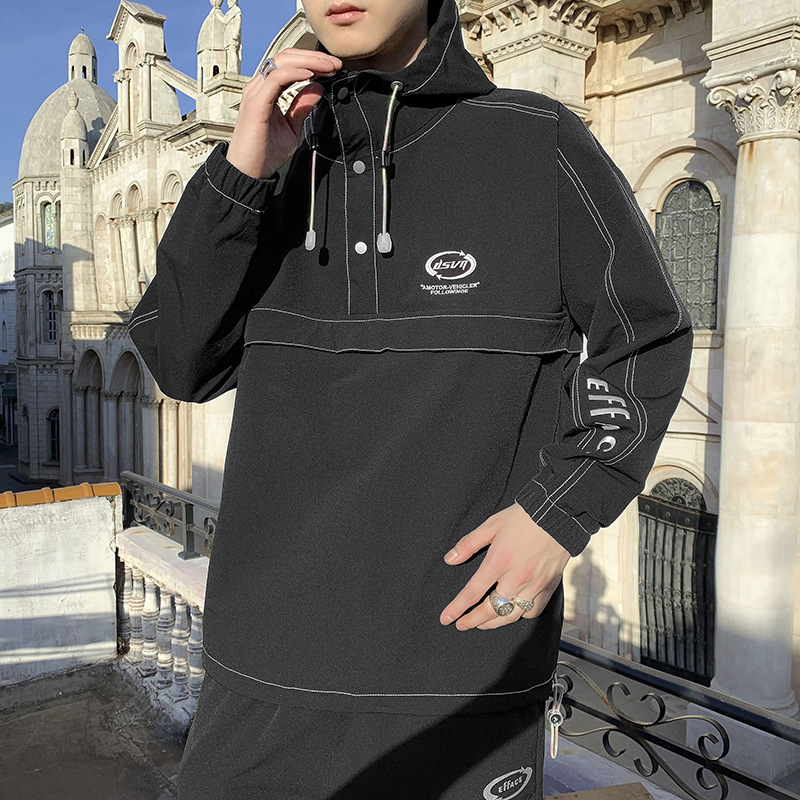 

Januarysnow Men S Clothing Mens Jackets Men Hip-Hop Outwear Spring Sport Windbreaker Casual Outdoor Men Autumn Fall Coat Streetwear Top, Black
