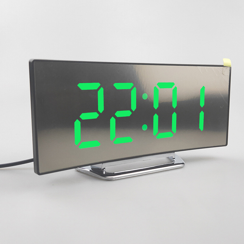 

Electronic Alarm Clock Noiseless Design Digital LED Large Display Mirror Electronic Desktop Powered Clocks Table Decor horloge