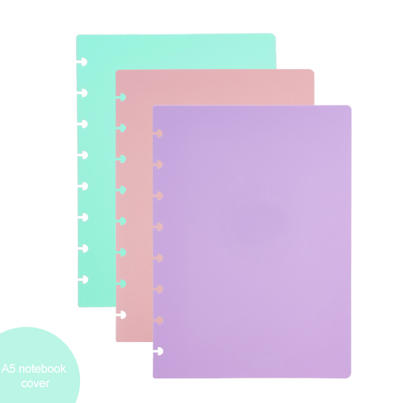 

Fromthenon A5 Mushroom Hole Notebook Cover 8 Disc Ring T Type Holes Planner Protective Shell Plastic Color Cover Office Supplies