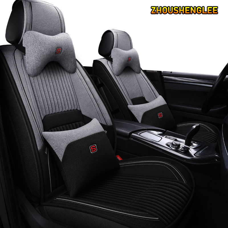 

ZHOUSHENGLEE flax car seat covers For leaf x-trail t30 navara d40 almera n16 primera p12 terrano teana j32 classic seats