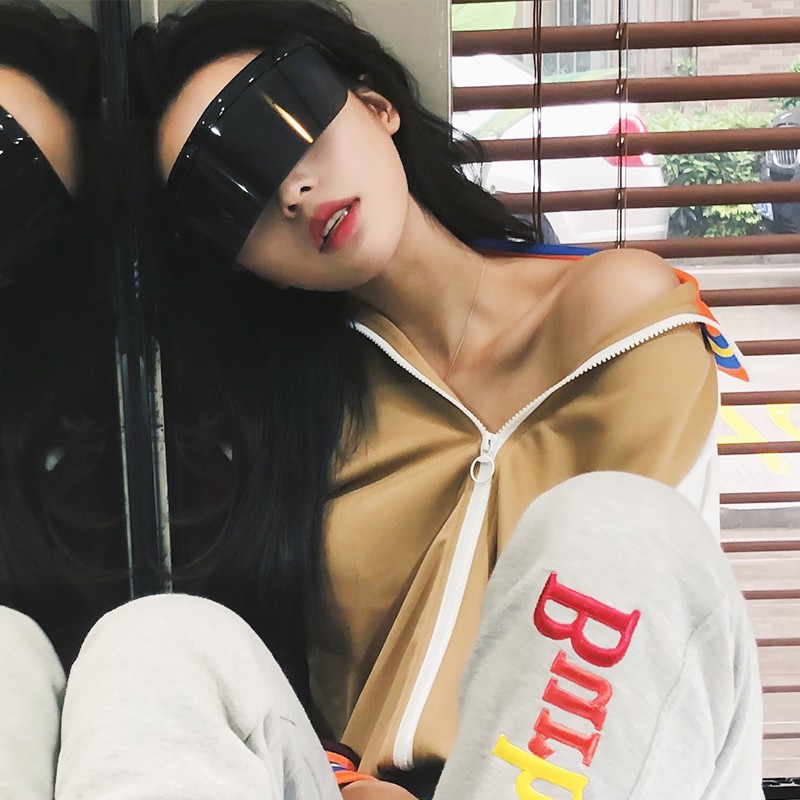 

2020 New Fashion Men Women Half Frame Sunglasses Brand Design Big Frame Sun Glasses Men Visor Windproof Shield Goggle UV400