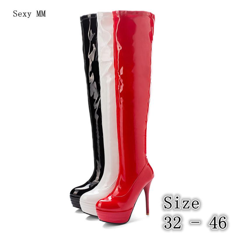 

Autumn Platform Women Over the Knee Boots High Heel Shoes Woman Thigh High Boots Small Plus Size 32 33 -40 41 42 43 44 45 46, Red