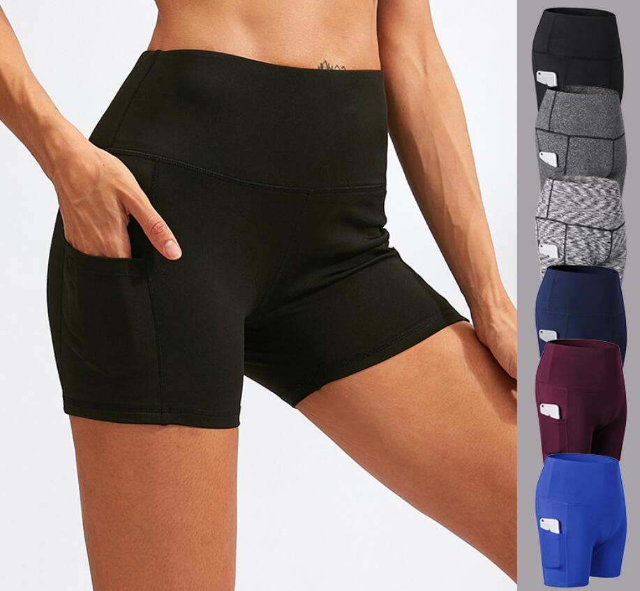 

yoga shorts high waist yoga three-point pocket running training tight sports shorts yoga leggings quick-drying stretch fitness biker shorts