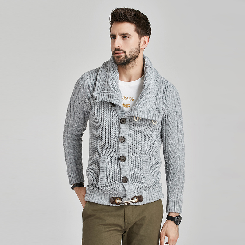 

TFU Autumn Winter New Casual 100% Cotton Warm Cardigan Sweater Coat Men Brand Fashion Loose Fit Knitting Clothes Sweaters Men, White