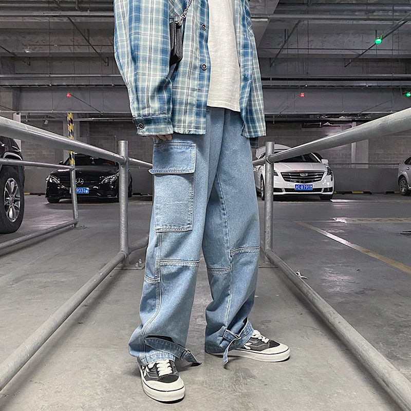 

2020 Autumn New Men' Jeans Casual Oversize Fashion Woman Denim Pants Hip Hop Male Straight Streetwear Pants, Black