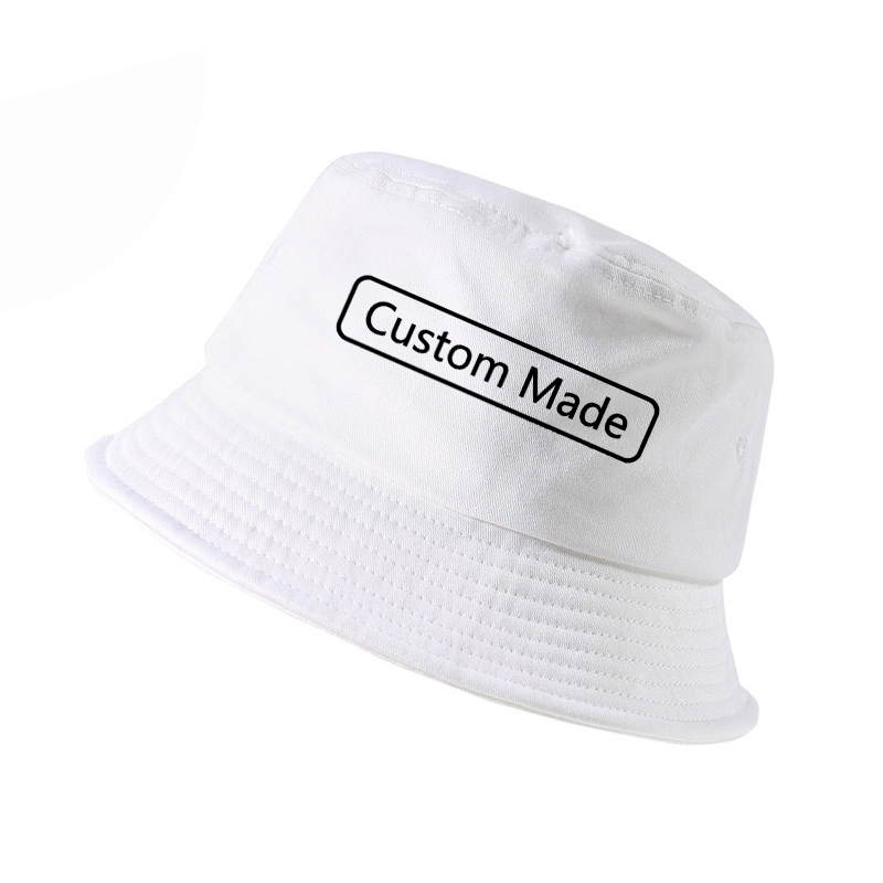 

Own Design Custom Made bucket hat Men Women print Logo fisherman hat panama, White