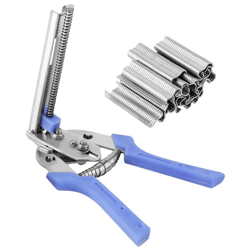 

2 pcs Cage clamp plier + M-type nail Semi-Automatic M Forceps Poultry Cage Fastening Clamp With 600PCS M-Type Nails