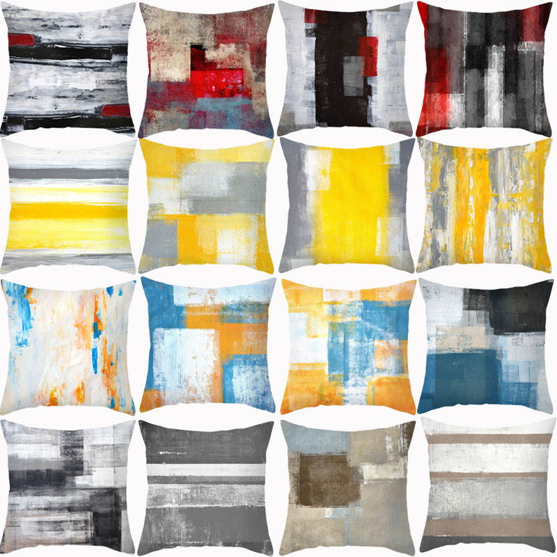 

Colorful Geometric Cushion Cover Pillow Covers Decorative Sofa Cushions Polyester Pillowcases Single Side Printed Home Decor, 10538-003