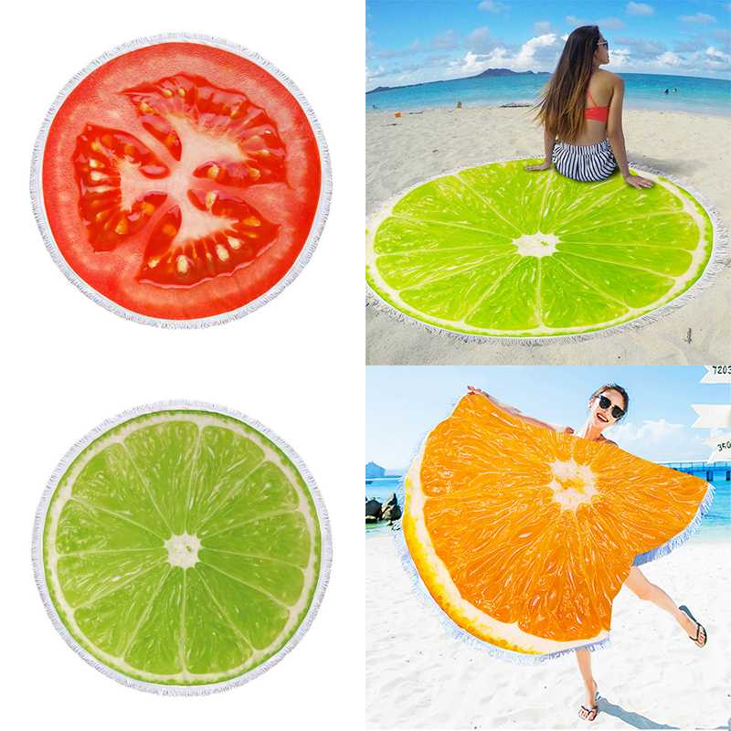 

1pcs/lot Fruit pattern Beach towel Microfiber diameter  Bath Towels Beach cushion Swimming personalized towel, 1pcs-style3