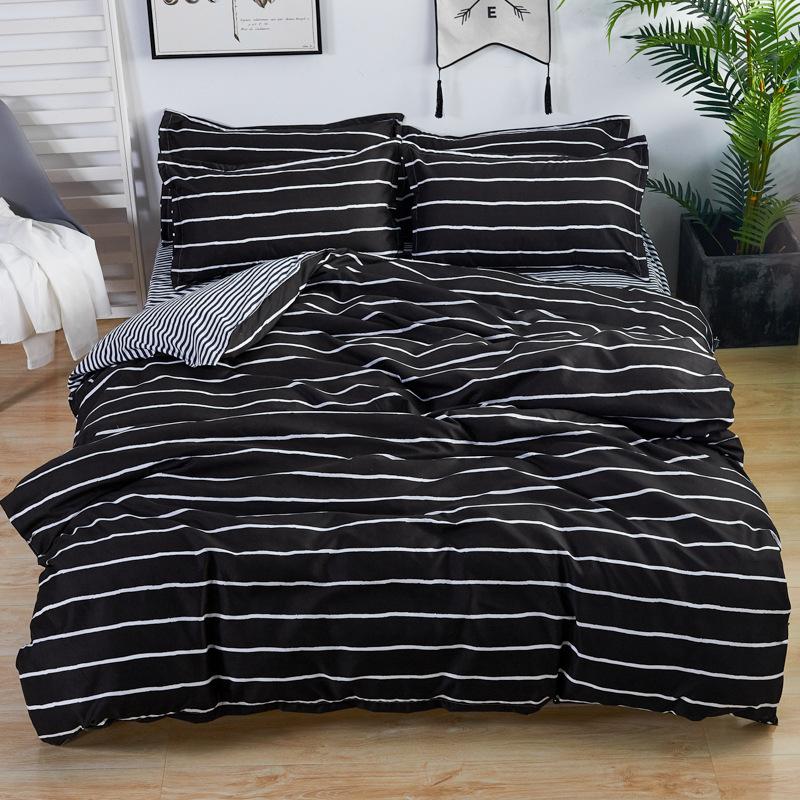 

Black White Stripe Printed Bed Cover Set Kid Boy Duvet Cover Adult Child Bed Sheets And Pillowcases Comforter Bedding Set 61037, 2tj-61006-003