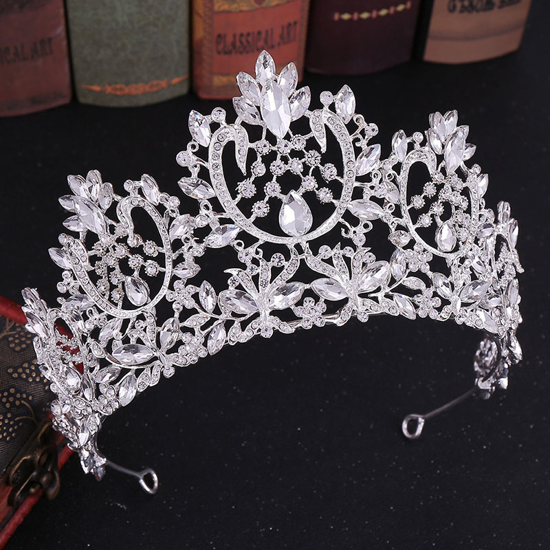 

FORSEVEN Vintage Red Crystal Baroque Wedding Tiara Bridal Crown Wedding Bride Gold Rhinestone Women Hair Jewelry Accessories JL