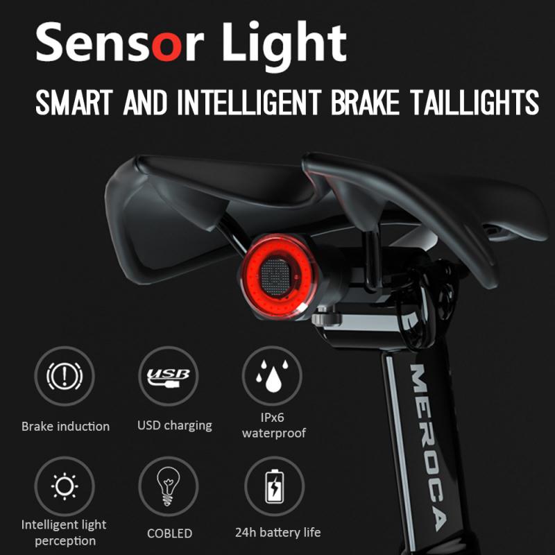 

Bike Light MEROCA Intelligent Induction Brake Sensor Light Mountain Bike Taillight Usb Charging Road Bicycle Riding Sensor