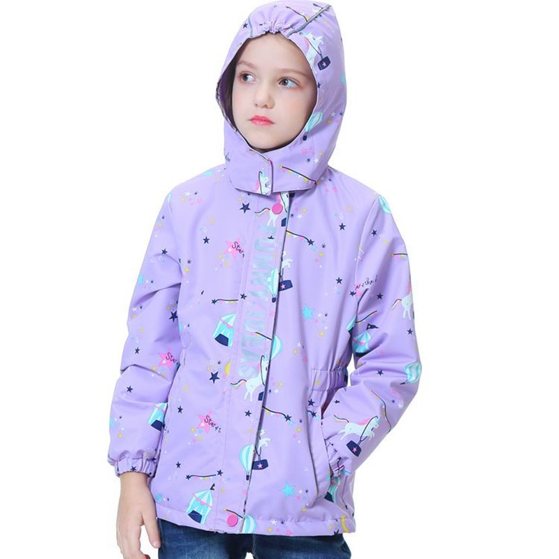 

Girls Waterproof Jackets Outerwear Sport Jacket Windproof Polar Fleece Warm Coat Autumn Children Jacket Kids Windbreaker Hooded, As shown