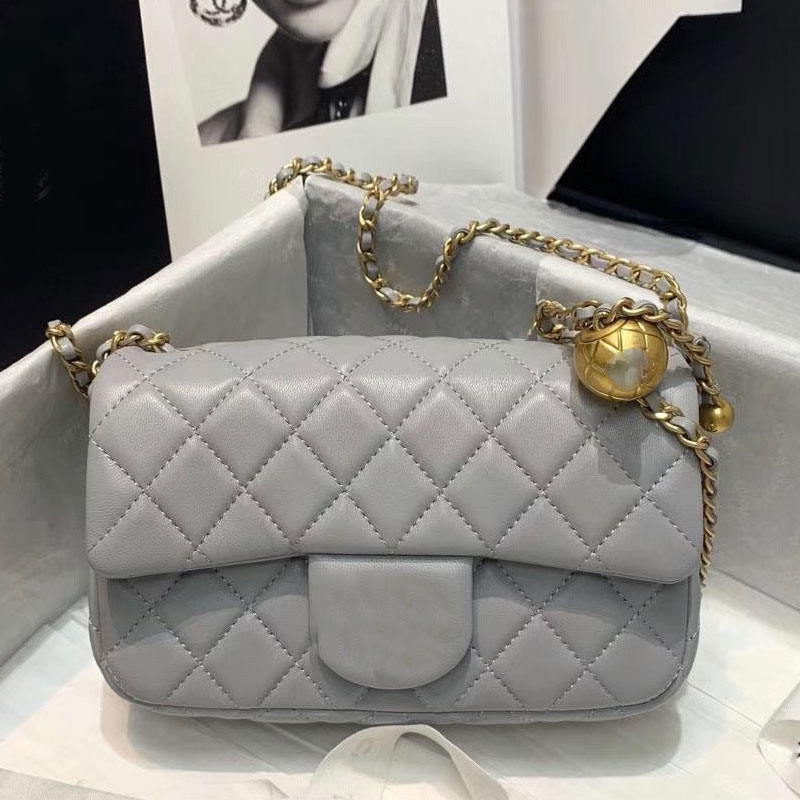 

Quality Messenger Bags Chain Shoulder Bag Fannypack Fashion Diamond Lattice Sheepskin Hardware Plain Flap Handbags, 20cm