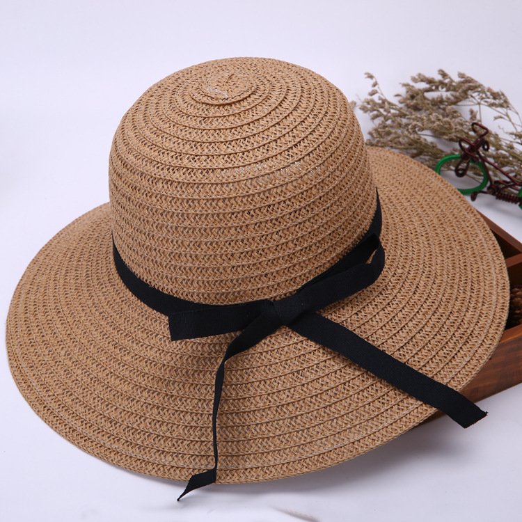 

New Hat Female Summer Beach Sunshade Cap Foldable Beach Hat, Khaki