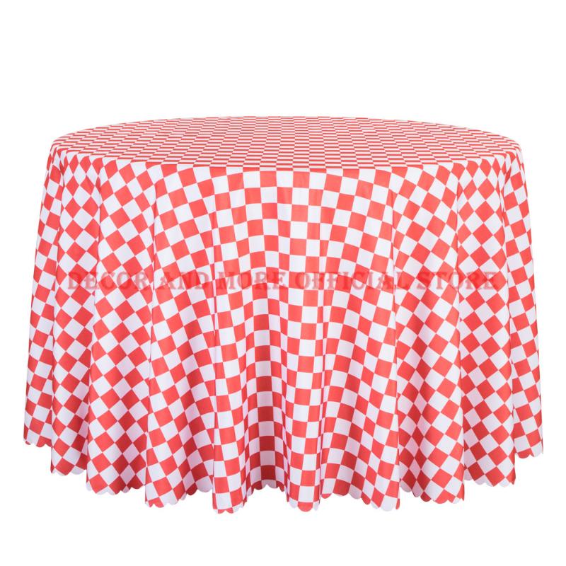 

1PCS Polyester Plaid Printed Table Cover Decoration Wedding Banquet Hotel Square Table Cloth Red Black Blue Round Tablecloths