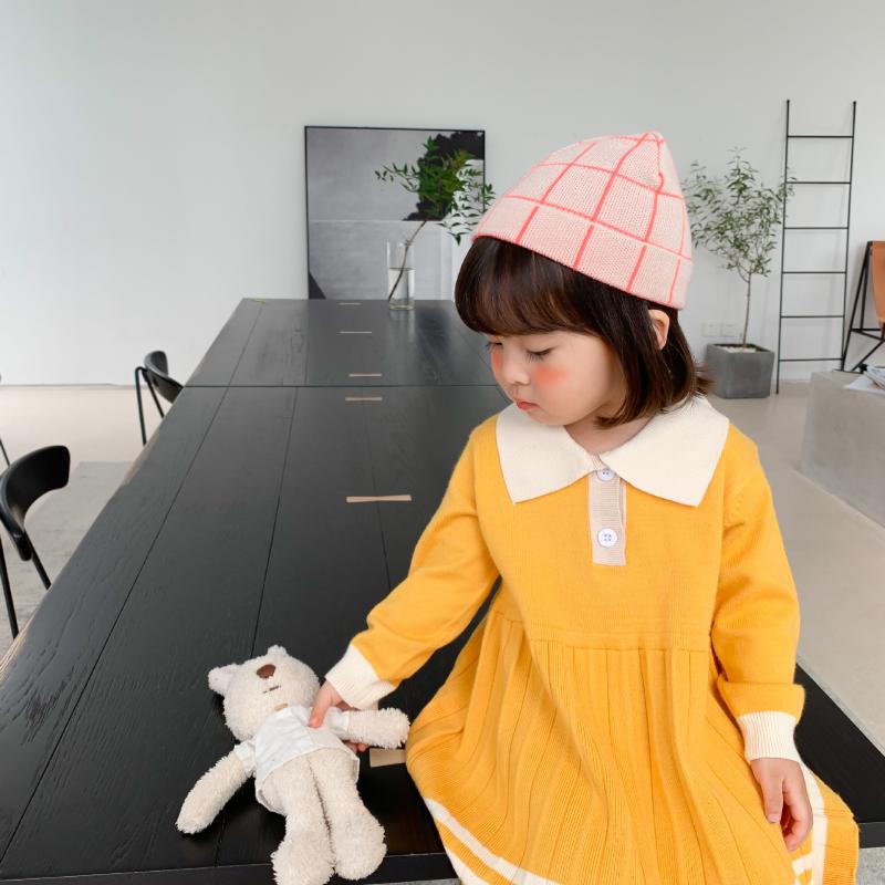 

Girls Dress Kids Clothes 2020 Autumn New Korean Version of The College Style Knitted Dresses Baby Girl Sweet Dress, Gray