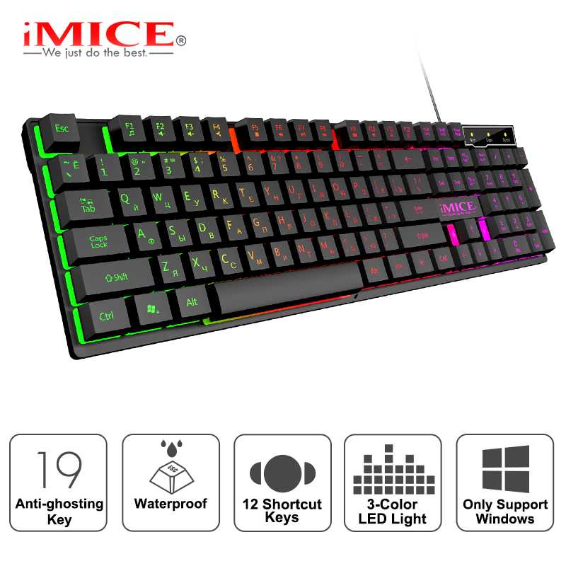 

Gaming Keyboard Russian Keyboard 104 Keycaps Wired RGB Backlit Computer Gamer Ergonomic For Laptop Free Brush