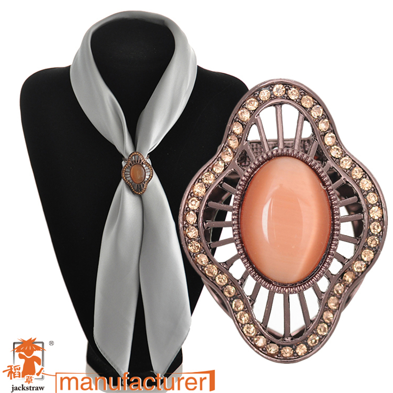 

2020 Fashion rhinestone Silk scarf clip long elegant women's corsage vintage opal brooch buckle birthday gift