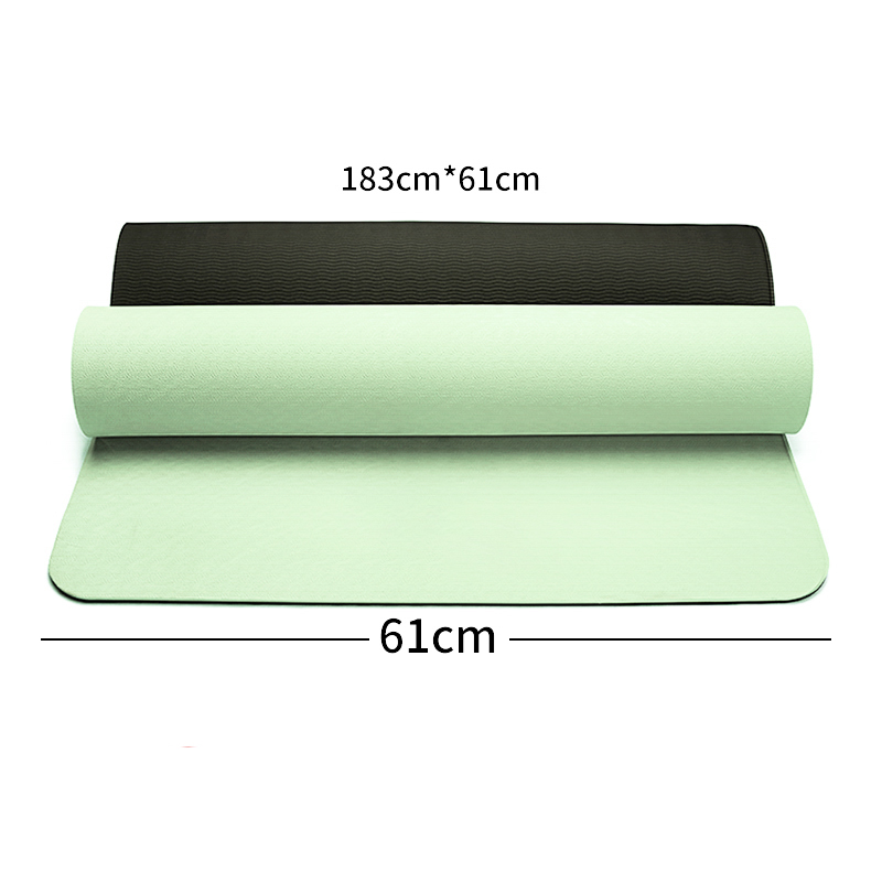 

6mm TPE beginner's two-color yoga mat antiskid waterproof Pilates mat gym home wear-resistant sports, Blue
