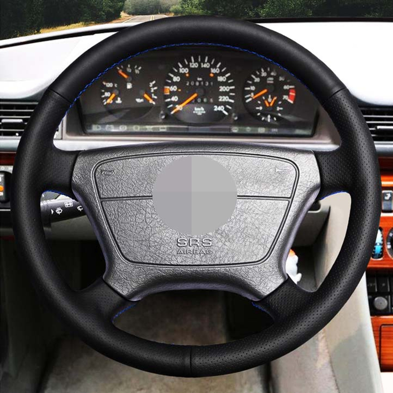 DIY Black High Soft Artificial Leather Car Steering Wheel Cover for Mercedes Benz E-Class W210 E 200 240 320 280 1995-2002-image-570832093