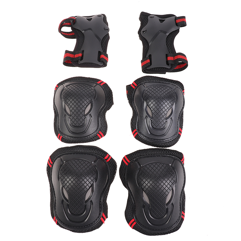 

6pcs/set Outdoor Sport lbow pads Bicycle Skateboard Ice Skate Roller Knee Protector kating Protective Gear Set Adult Kids, Red