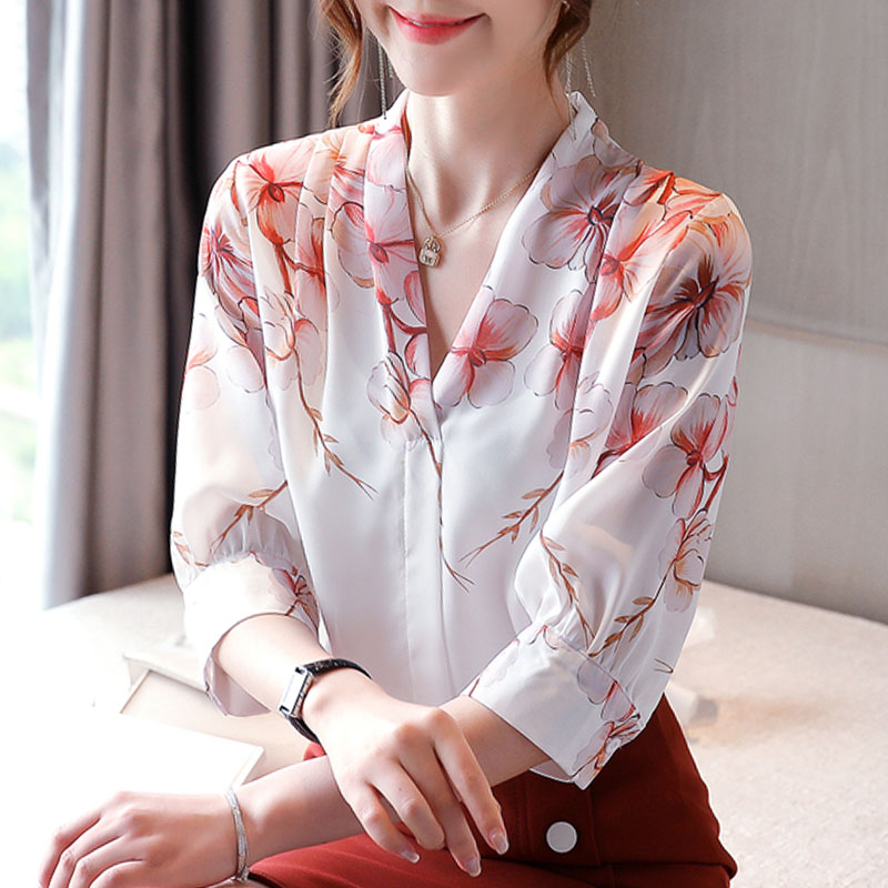 

Blusas moda 2020 mujer Chiffon shirts white top office long sleeve top Spliced Solid vintage Korean blouses women' clothes 0671, Pink