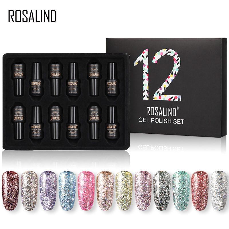 

ROSALIND Nail Gel Polish Set 7ML Solid Color Set For Manicure Nail Polish Vernis Semi Permanent Gel Kit Top And Base