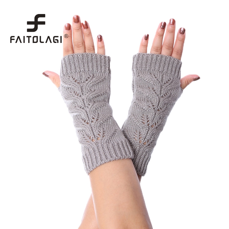 

New Twist Hollow Women Gloves Winter Spring Half Finger Mittens Female Knitting Fingerless Gloves For Girls