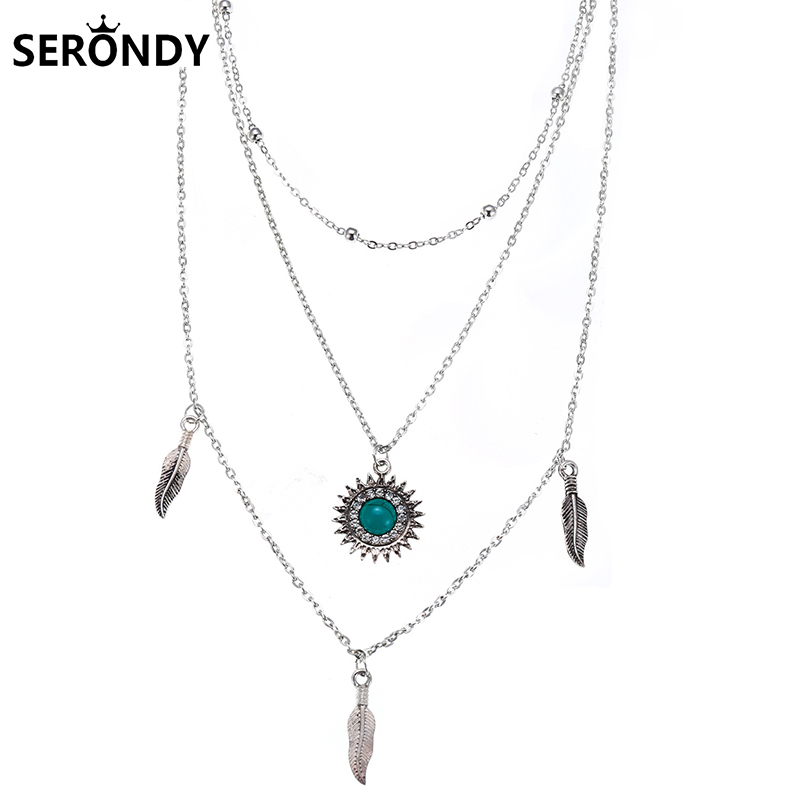 

Alloy Feather Crystal Multilayer Boho Pendant Choker Necklace For Women Neck Chains Jewelry 2020 New Trend Aesthetic XL10399