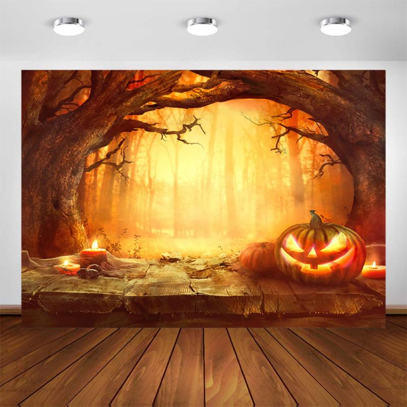

Halloween Backdrops Pumpkin Horror Forest Photography Background for Children Photo Studio