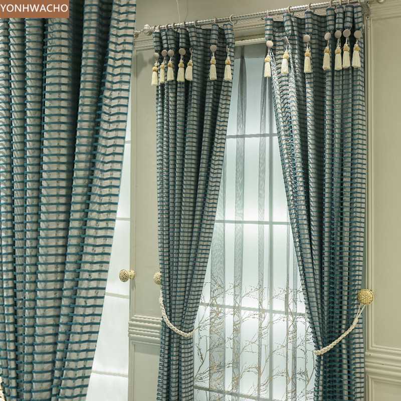 

Custom curtain European modern luxury window screen shading living room blue cloth blackout curtain valance tulle panel C218