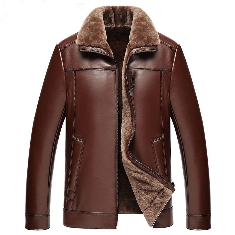 

Genuine Sheepskin Leather Jacket Men 100% Real Wool Liner Short Men's Fur Coat Warm Jackets 2020 Veste 22-1687 KJ1562, Black