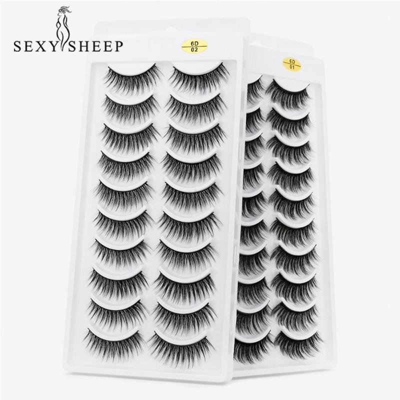

Sexysheep 10Pairs HandMade Mink Eyelashes Makeup 3D Mink Lashes Natural False Eyelashes Long Thick Extension maquiagem