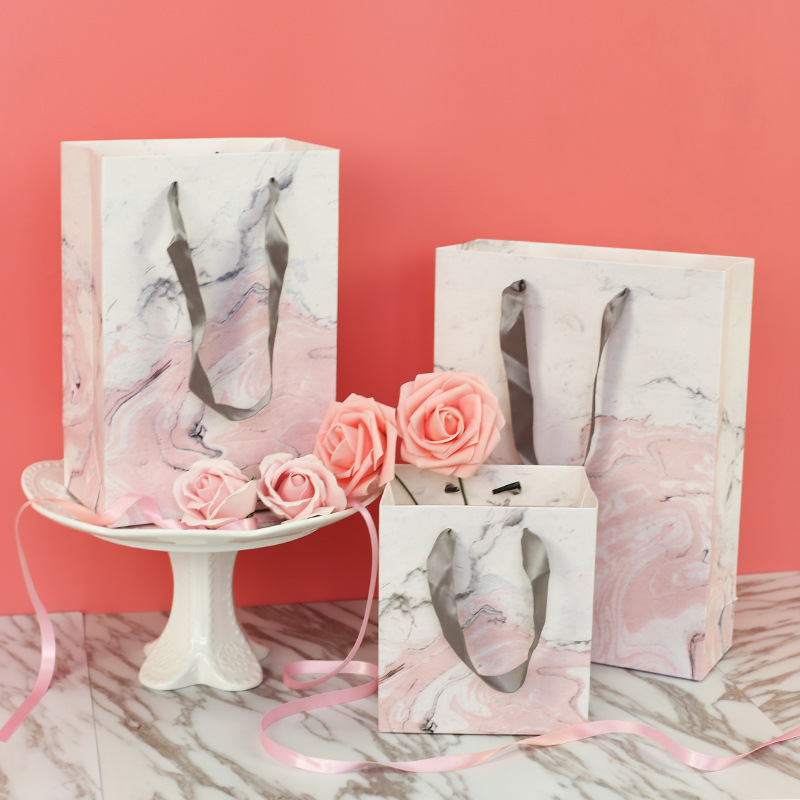 

Creative Marble Paper Bag Cake Packing bag Moon Cake Gift Bags Event Party Supplies Luxury Kraft Paper Gift Box With Handle