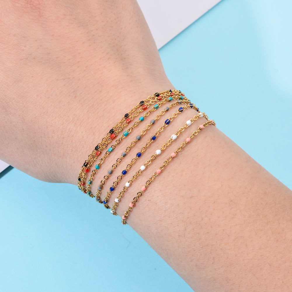 

ZMZY Boho Gold color Stainless Steel Chain Bracelets for Women Link Enamel Beads Bracelet 2020 Jewelry Femme Pulseira