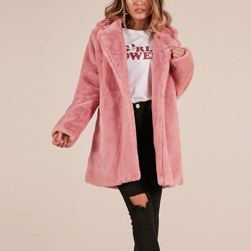 

Female Coat 2020 Winter Lady Womens Thick Warm Long Faux Fur Loose Luxury Long Coat Jacket Parka Outerwear Female OverCoat #45, Pink