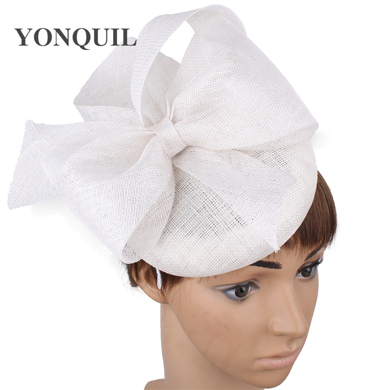 

High quality 4-Layer big bow fashion fascinator hat headband women wedding party headwear fashion hair accessories 6pcs, White