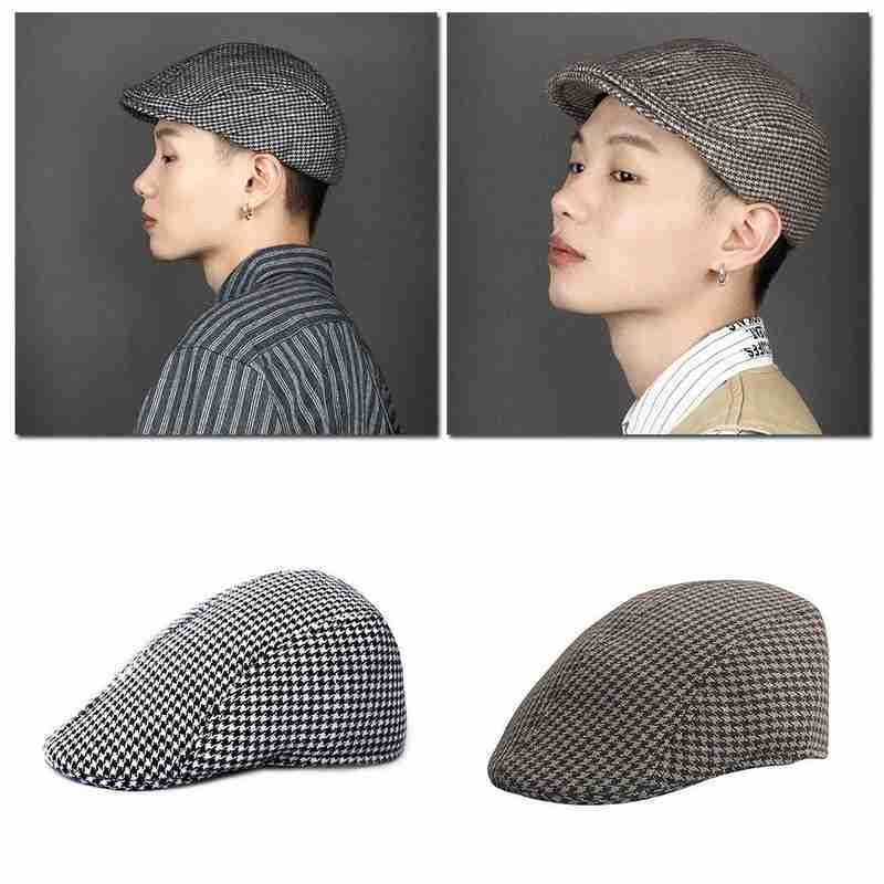

1pc Peaky Blinders Hat Cotton Plaid Beret Vintage Tweed Cap Adjustable Hat For Men And Women Accessory Spring Peaky Blinders