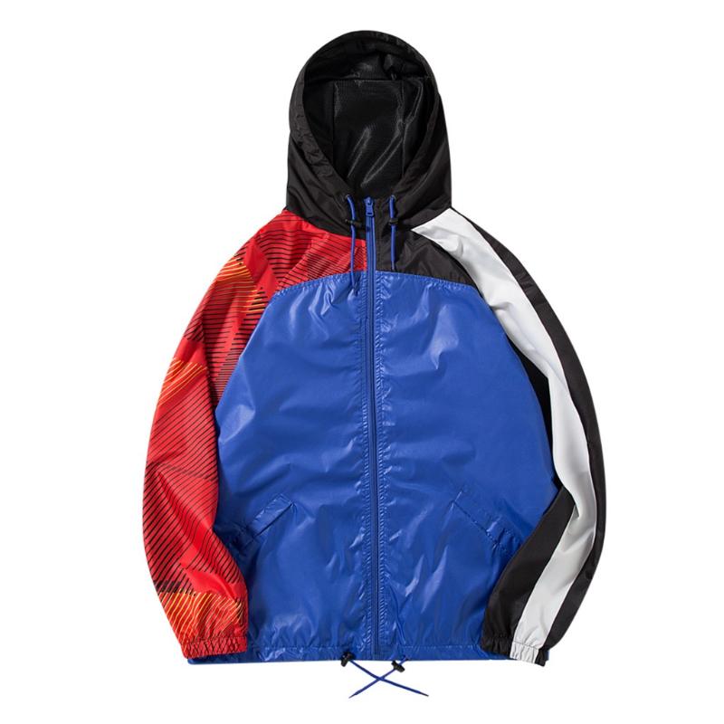 

KANCOOLD tactical jacket Fashion Men's Casual Thin Splicing Long-sleeved Zipper Hooded Tops Blouse Jackets Windbreaker Jun13, Black