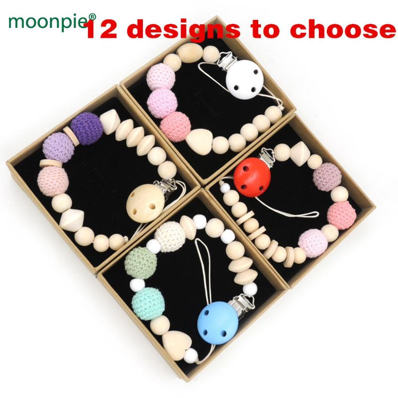 

NEW 10 designs to choose brand new with gift box pastel baby pacifier clips soothie dummy holder CROCHET wooden BEADS NT210