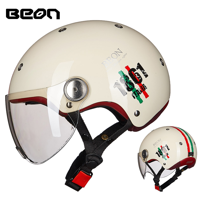 

BEON Helmet Female Car Electric Personality Cool Half-covered Summer Lightweight Retro Male Calf Safety Headgear DOT ECE, 15